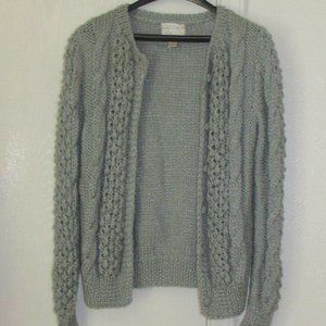 Gray Hand Knit Long Sleeve Cardigan Sweater LG